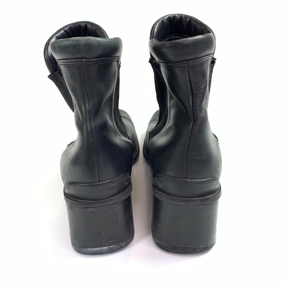 Ecco Boots Heeled Ankle Black Leather Size 8 - Picture 3 of 6